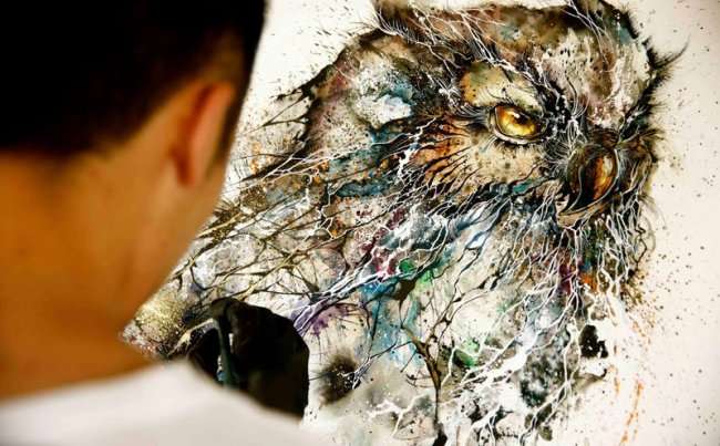 Портреты животных, созданные разбрызгиванием красок (17 фото)